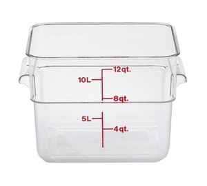 CM 12SFSCW 12 QUART CLEAR SQUARE CONTAINER   6EA/CS